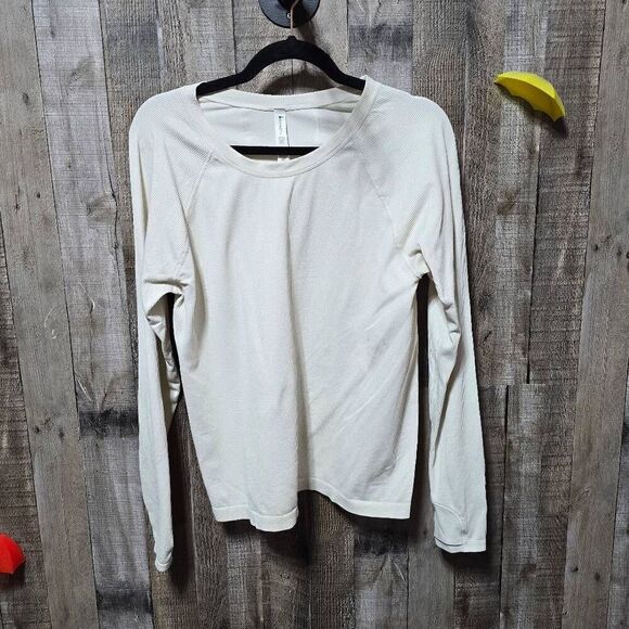 Athleta Momentum Cream Metallic Waffle Knit Top - Picture 1 of 7